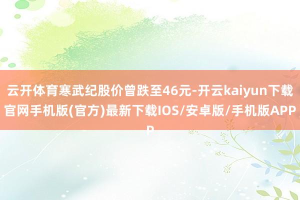 云开体育寒武纪股价曾跌至46元-开云kaiyun下载官网手机版(官方)最新下载IOS/安卓版/手机版APP